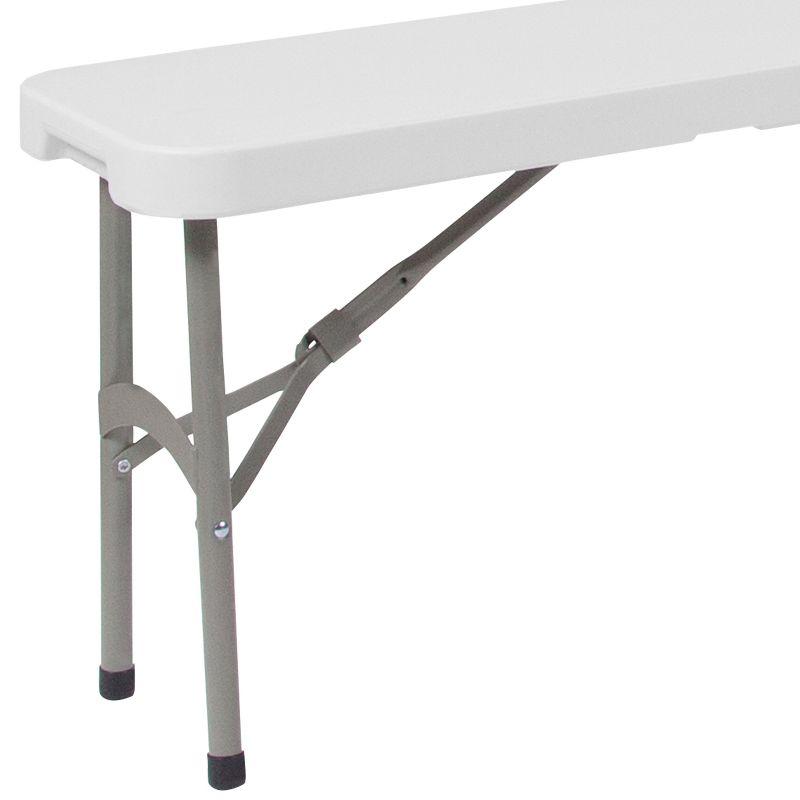 Flash Furniture 11''W x 72"L Bi-Fold Granite White Folding Bench with Carrying Handle