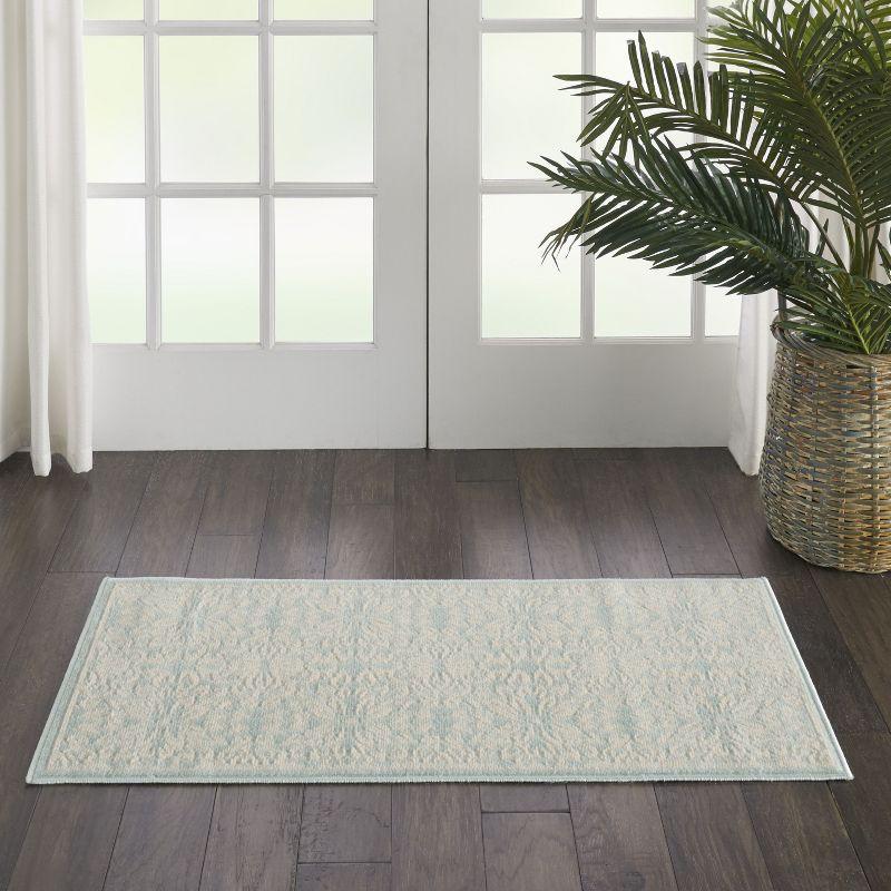 Nourison Jubilant 2' x 4' Ivory/Green Area Rug Beach Transitional Floral by Nourison