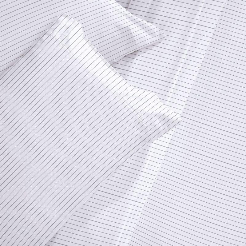 400 Thread Count 100% Cotton Printed PINSTRIPE Light Grey 4 Piece Sheet Set - Full - California Design Den