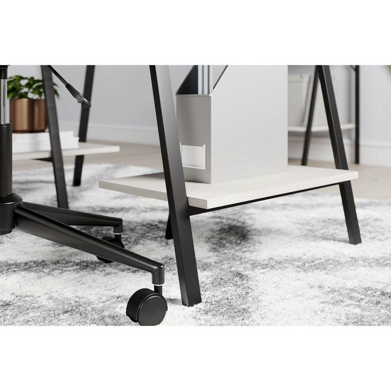 Signature Design by Ashley Casual Bayflynn Home Office Desk with 2 Fixed Shelves, White
