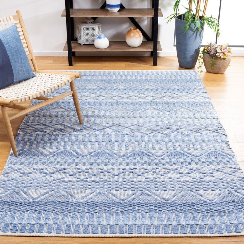 Coastal Breeze Blue Rectangular 3'x5' Flat Woven Wool Rug