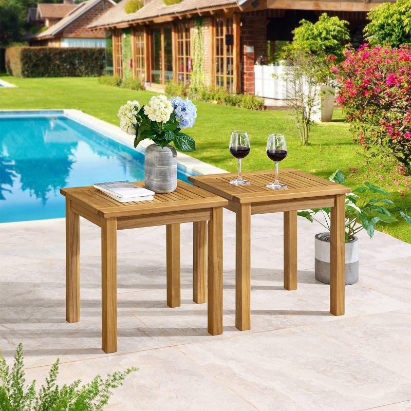 Alaterre Furniture 2pc Okemo Outdoor Weather-Resistant Rectangular Side Table