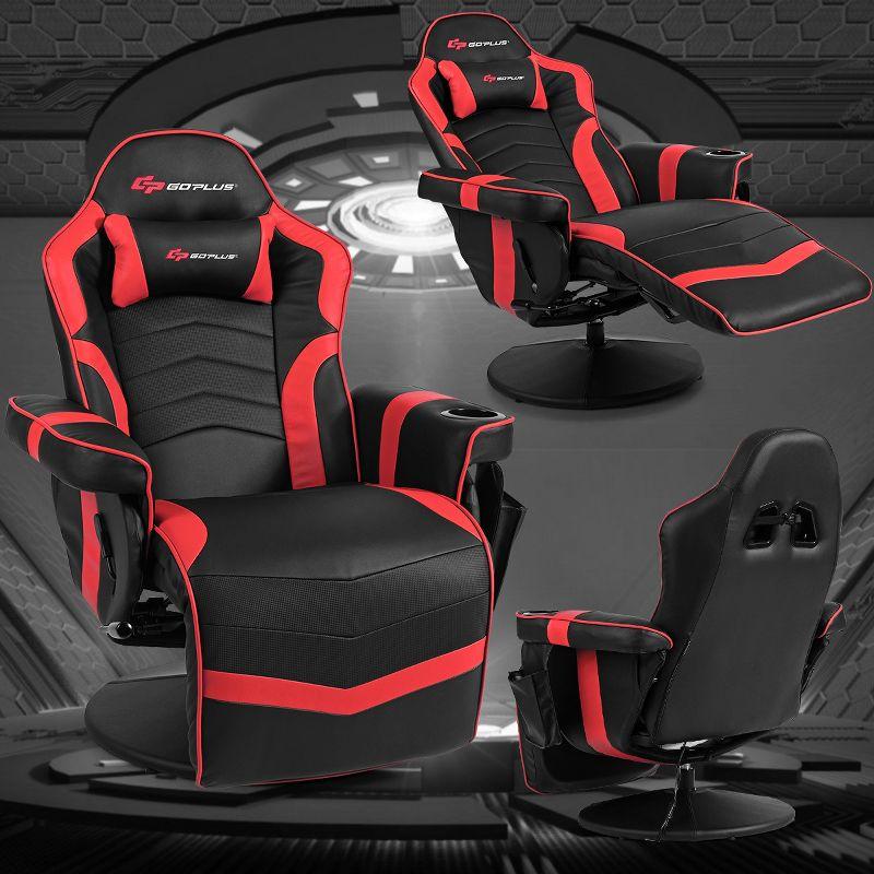 Costway Massage Gaming Recliner Reclining Racing Chair Swivel Red