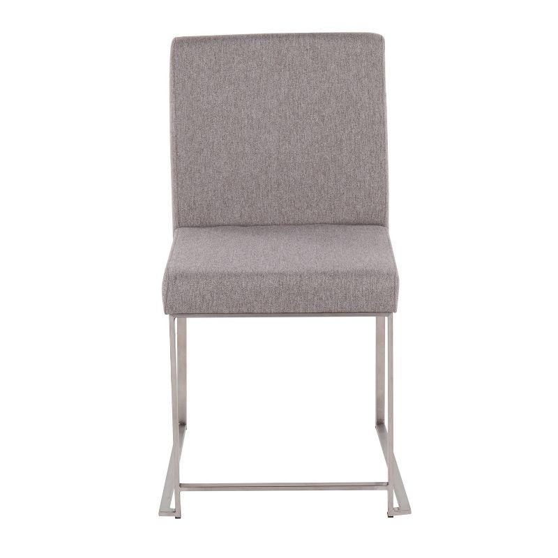 Set of 2 Highback Fuji Polyester/Stainless Steel Dining Chairs Light Gray - LumiSource: Upholstered, Spot Clean, Foam Filled