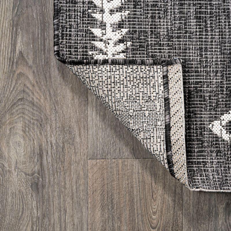 2'x10' Derya  Diamond Trellis Indoor/Outdoor Runner Rug, Black/Ivory - JONATHAN Y