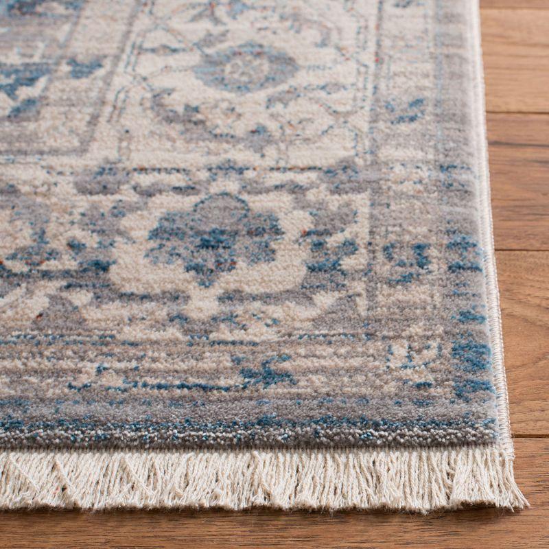 Vintage Gray and Blue Persian Power Loomed Area Rug