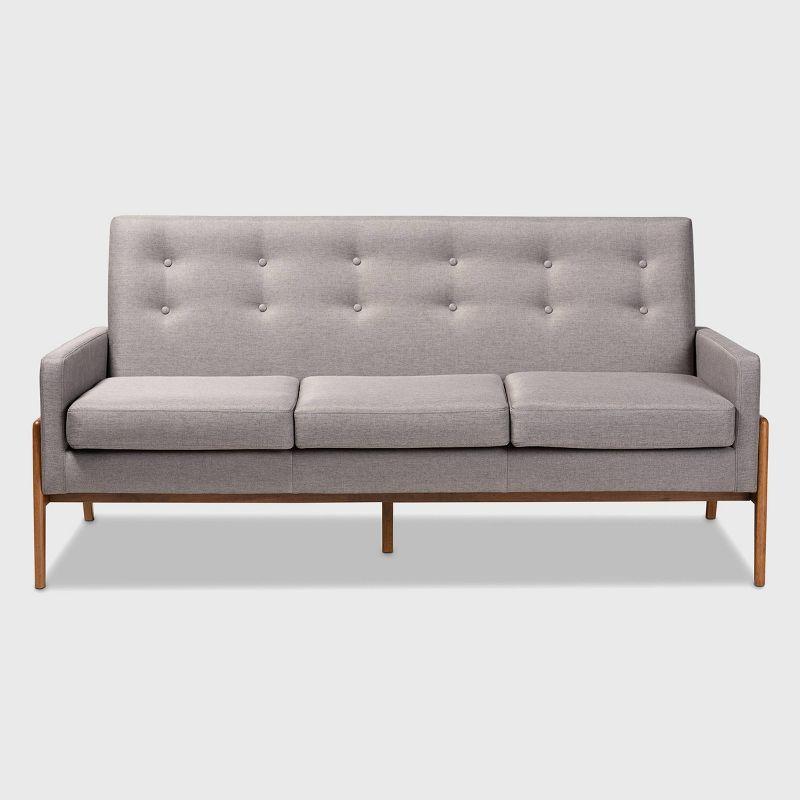 Perris Upholstered Wood Sofa Light Gray/Walnut - Baxton Studio