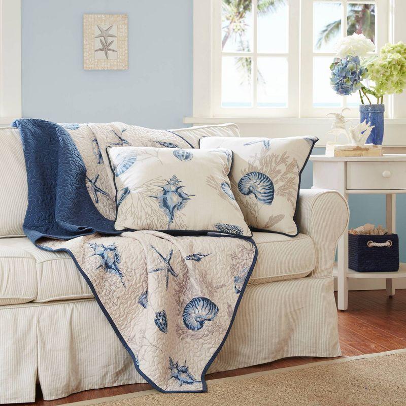 60"x70" Nantucket Oversized Quilted Throw Blanket Blue