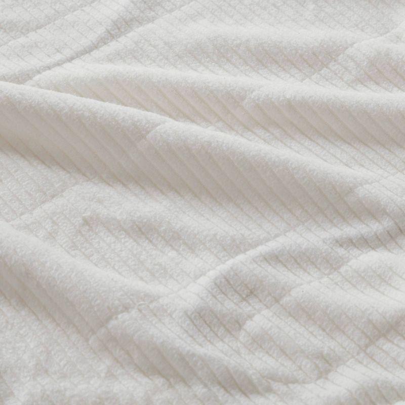 Ivory Full Knitted Micro Fleece Heated Blanket