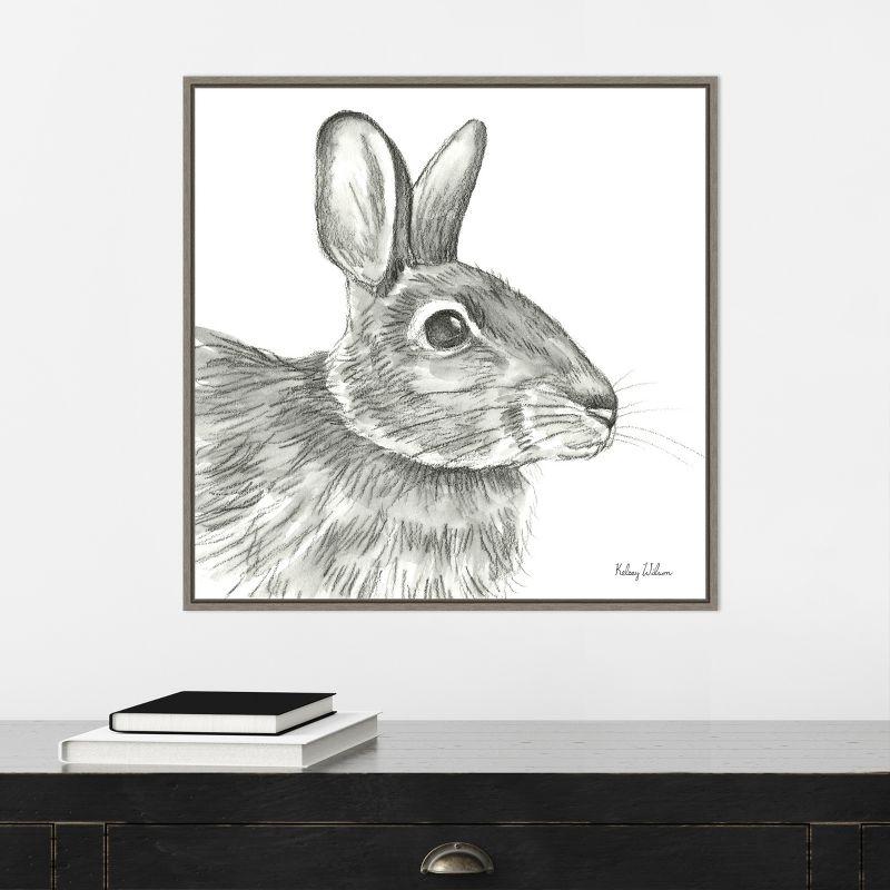 Amanti Art Watercolor Pencil II Rabbit by Kelsey Wilson Canvas Wall Art Print Framed 22-in. x 22-in.