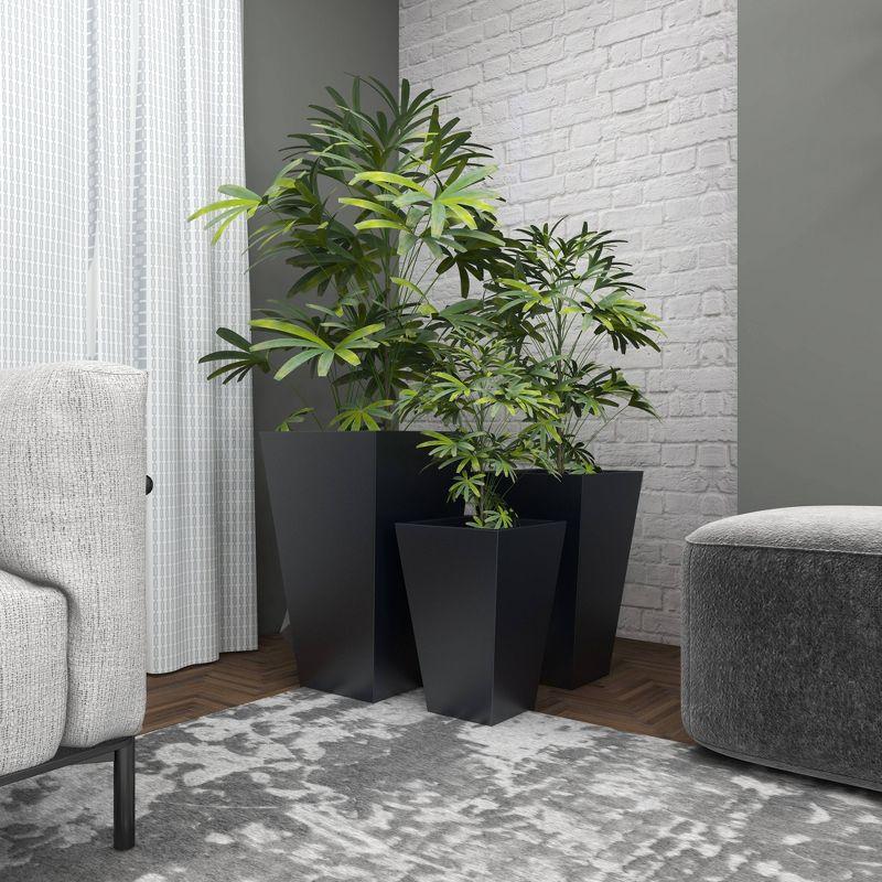 Set of 3 Modern Trapezoidal Iron Planters - Olivia & May: Indoor/Outdoor Freestanding Decor, No Drainage