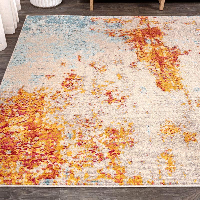 Abstract Orange/Blue/Cream Area Rug