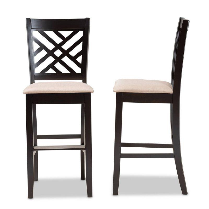 Jason Espresso Brown Wood and Sand Fabric Bar Stool Set