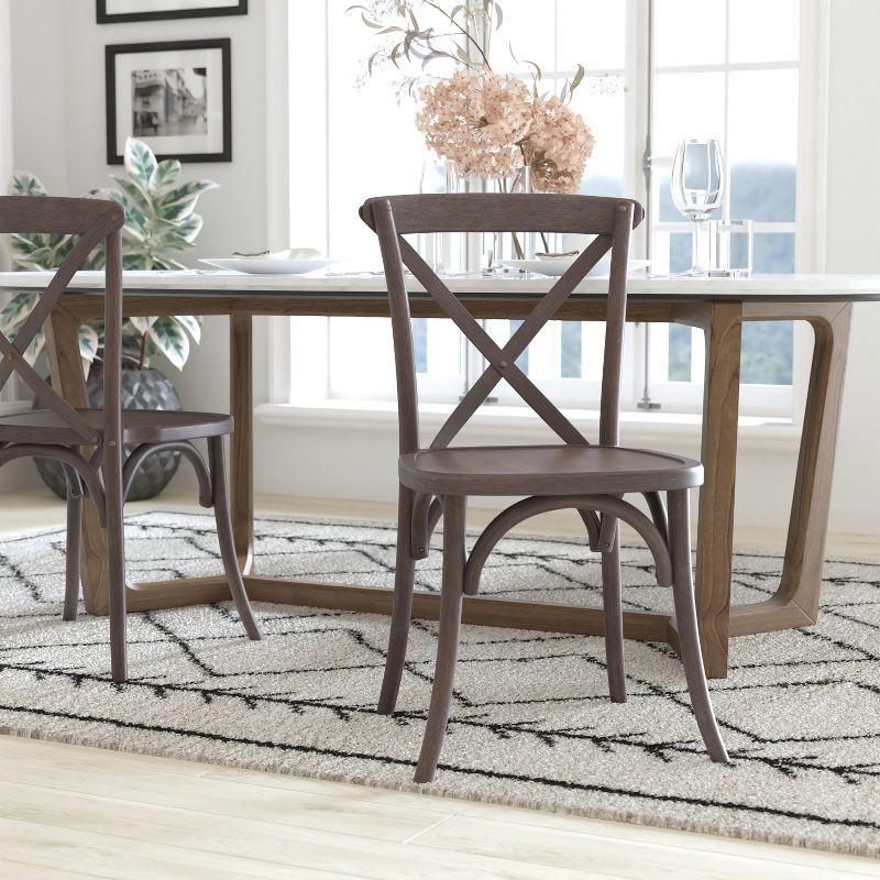 Elegant Elmwood Dark Driftwood X-Back Dining Chair