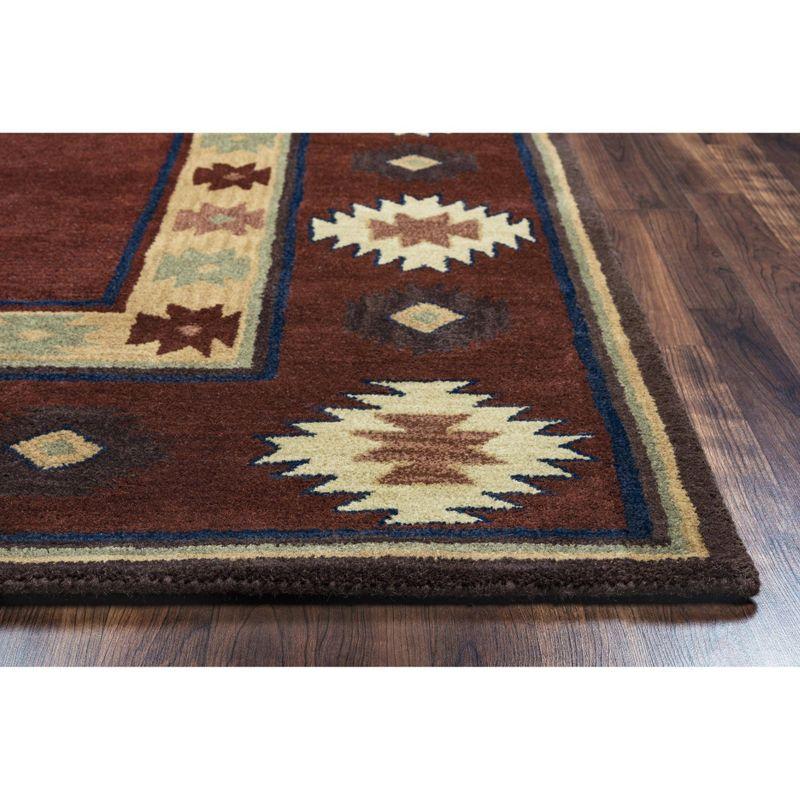 Alora Decor 6'6"x9'6" Ryder Southwest Border Rectangle Area Rug Burgundy