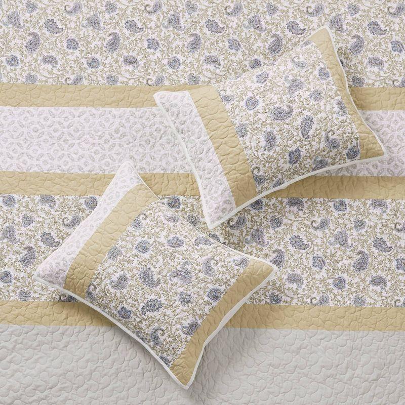 Dawn 6 Piece Cotton Percale Quilt Set with Throw Pillows