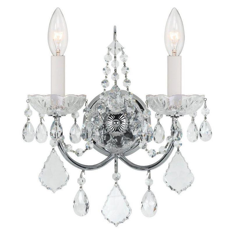 Imperial Polished Chrome 2-Light Sconce with Clear Hand Cut Crystals