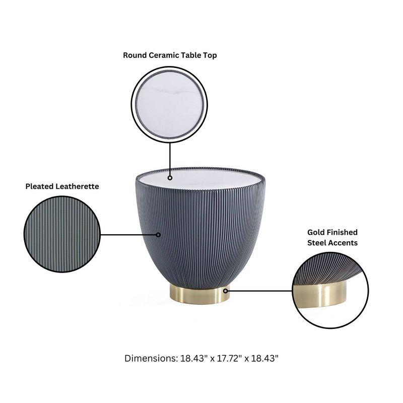 Manhattan Comfort 2pc Anderson Leatherette Upholstered Coffee Table and End Table Set Cream/Gray: Gold Finish, No Assembly Required