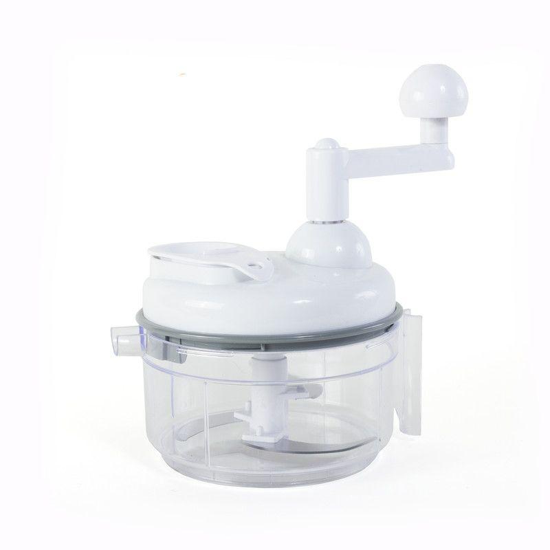 White Manual Food Processor with Stainless Steel Blades