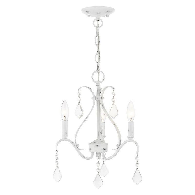 Antique White Mini Chandelier with Clear Crystals