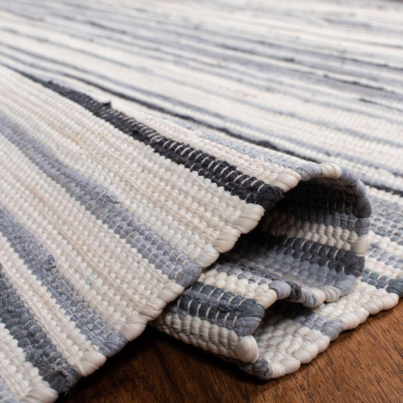 Hand-Woven Stripe Gray and Ivory Wool-Cotton Runner Rug, 2'3" x 10'