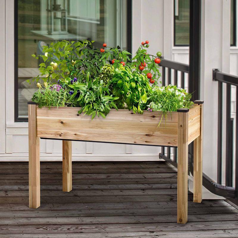 CedarCraft Self-Watering Cedar Planter Rectangular Outdoor Garden Bed Natural 23"x49"x30"