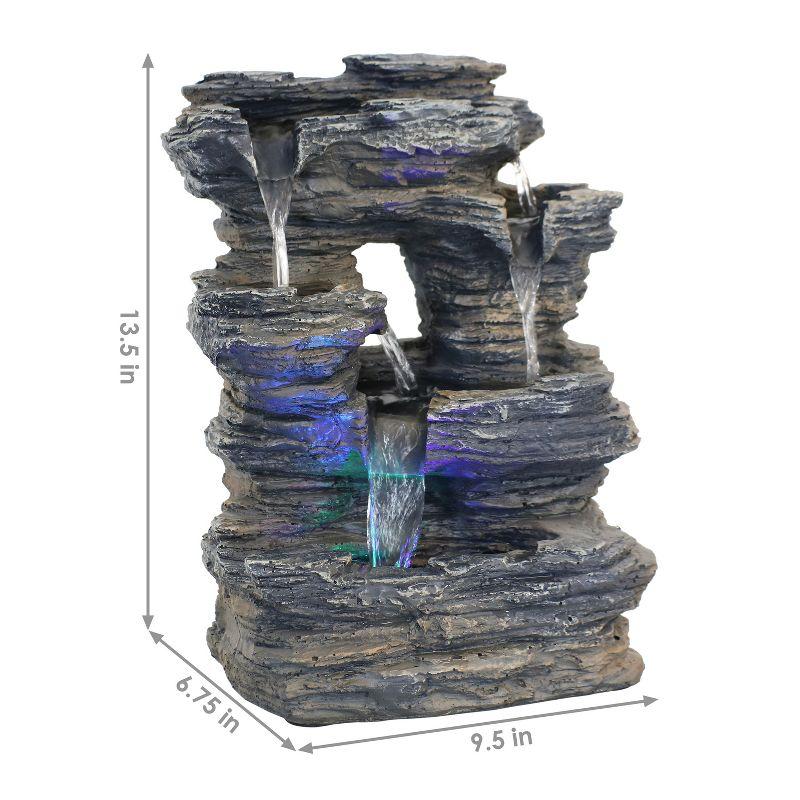 Gray Rock Cavern Tabletop Fountain with Multi-Colored LED Lights