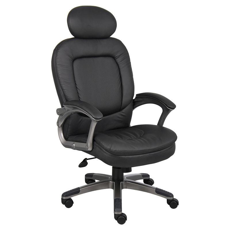 Executive Pillow Top Chair with Headrest Black - Boss Office Products: Ergonomic, Swivel, Metal Frame, 275 lb Capacity