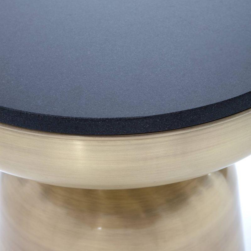 Finch Finch Adler Rothko Accent Side Table, Granite Top, Brushed Brass or Rose Gold Base, Hourglass Shape