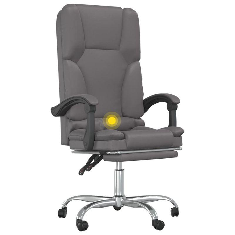 vidaXL Massage Reclining Office Chair Gray Faux Leather