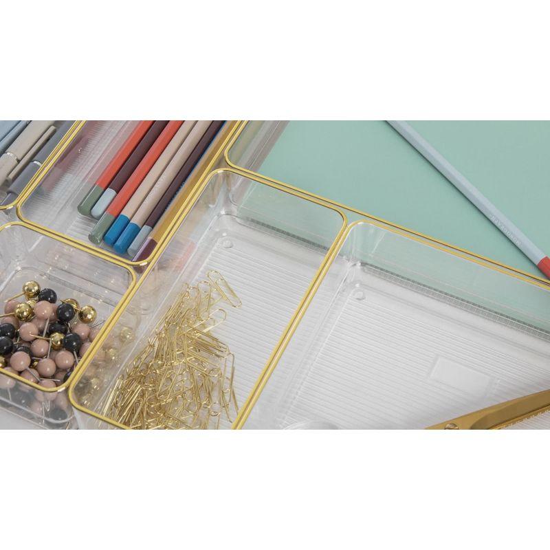 Thomas Martha Stewart Plastic Stackable Office Desk Drawer Organizer Set with Metallic Trim