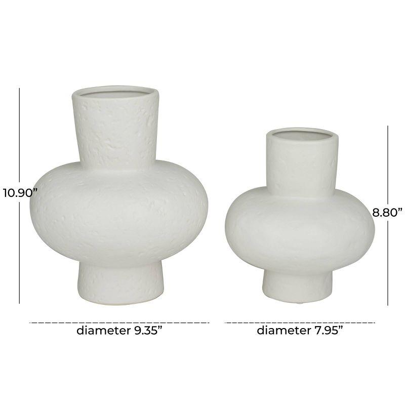 CosmoLiving by Cosmopolitan Set of 2 Ceramic Gourd Style Vase White: Modern Stoneware, Amphora Shape, Tabletop Decor