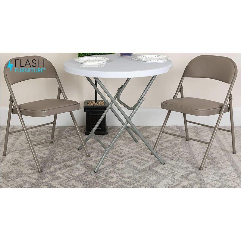 Flash Furniture 4 Pack HERCULES Series Double Braced Beige Vinyl Folding Chair