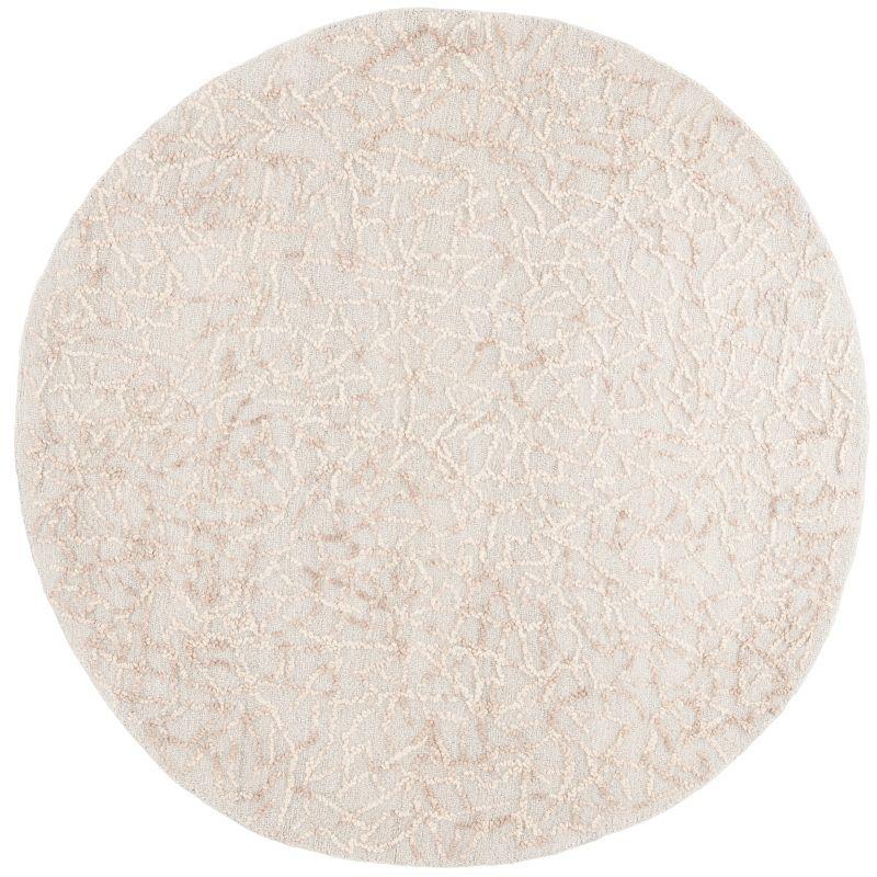 Abstract ABT279 Handmade Tufted Area Rug - Beige/Grey - 6' X 6'  Round - Safavieh