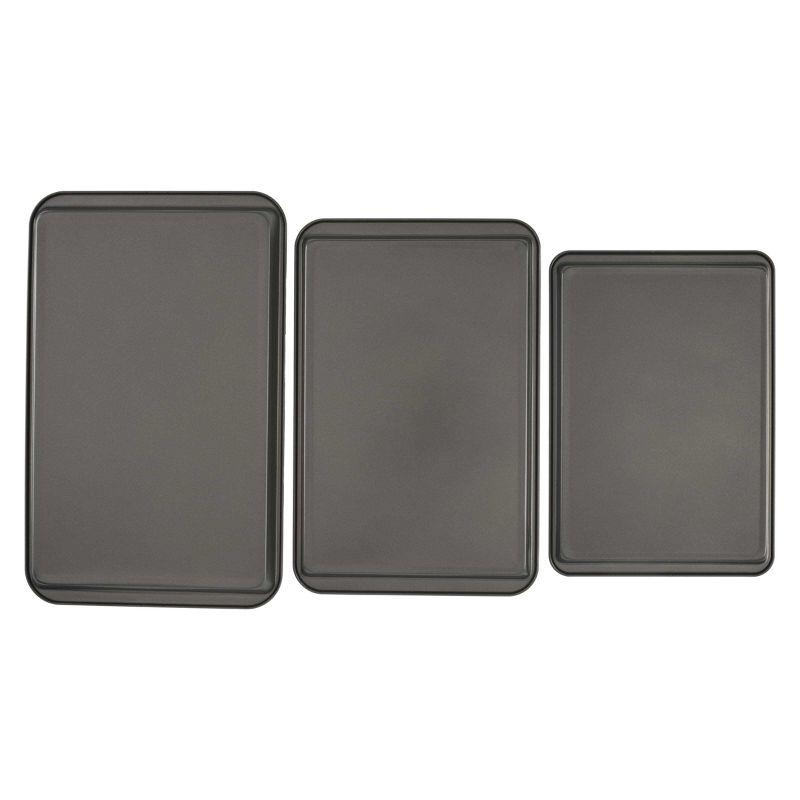 GoodCook Dark Gray Nonstick Carbon Steel 3-Piece Sheet Pan Set