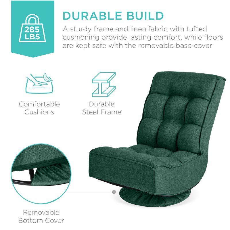 Best Choice Products Folding Floor Gaming Chair for Home, Office w/ 360-Degree Swivel, 4 Positions - Green