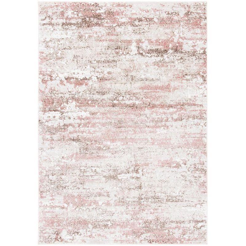 Abstract Elegance Beige & Pink Synthetic 4' x 6' Area Rug