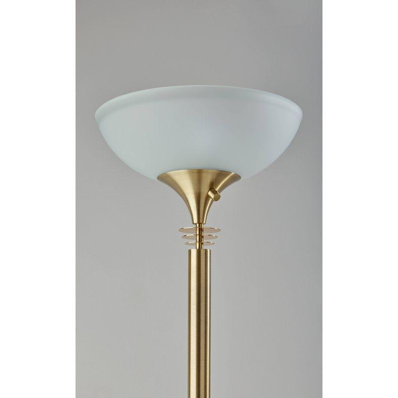 Metropolis Torchiere Antique Brass - Adesso: ETL Listed, Glass Shade, Metal Body, 71" Height