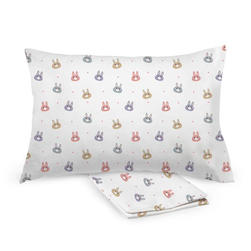 BreathableBaby Cotton Percale Pillowcase, For 13" x 18"/33 x 46 cm Toddler Pillow, Rabbits (2-Pack)
