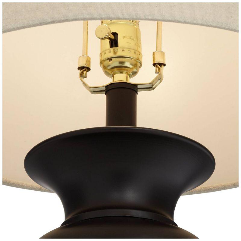 Regency Hill Traditional Table Lamps 26" High Set of 2 Dark Bronze Urn Ivory Tapered Drum Shade for Living Room Family Bedroom Nightstand