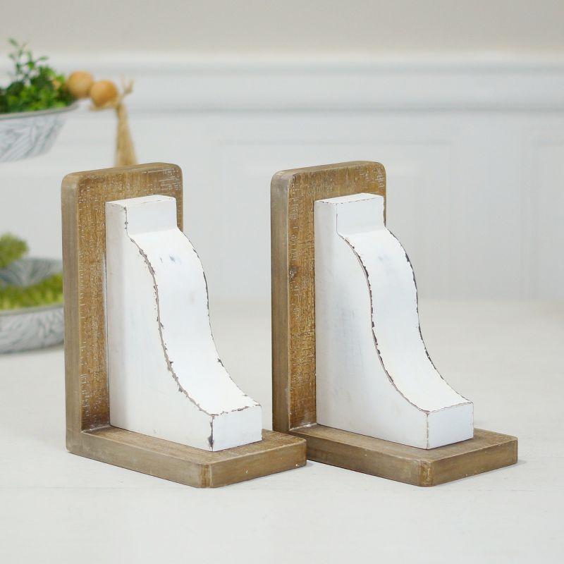 Ophelia & Co. VIP Wood 8 in. White Traditional Bookends Set of 2 | Wayfair