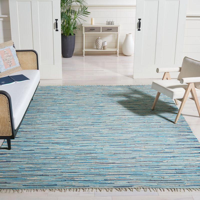 Rag Area Rug RAR129 Hand Woven Area Rug - Turquoise/Multi - 8'x10' - Safavieh.