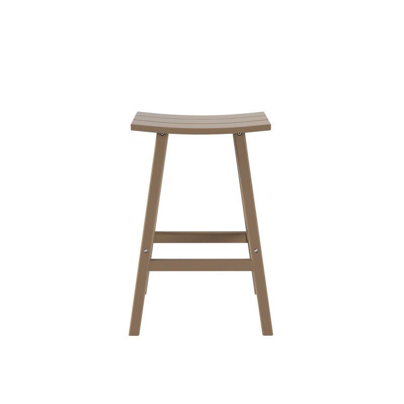 WestinTrends Malibu HDPE Outdoor Patio 29" Bar Stool Saddle Seat, Weathered Wood