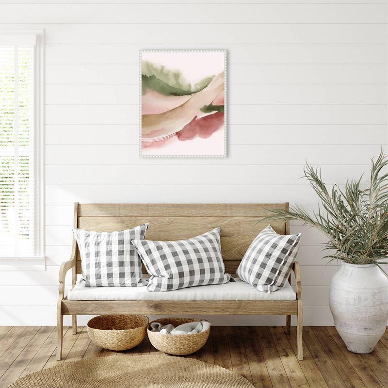 Grace Popp Abstract Green and Pink Canvas Print with White Frame