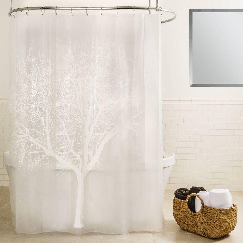 Tree EVA Shower Curtain - Pearl: Splash Home, Ethylene Vinyl Acetate, Machine Washable, Buttonhole Top