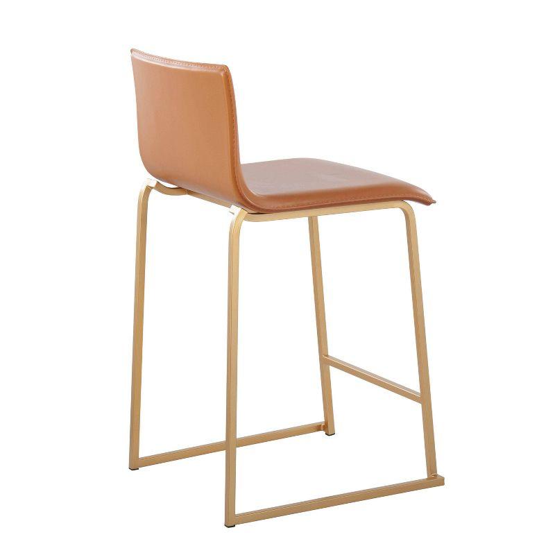 Set of 2 26" Mara Contemporary Counter Height Barstools Gold/Camel - LumiSource: Upholstered, Steel Frame, Fixed Height