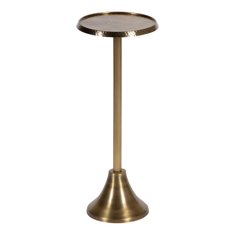 Sanzo Handcrafted Gold Iron Drink Table with Hammered Texture