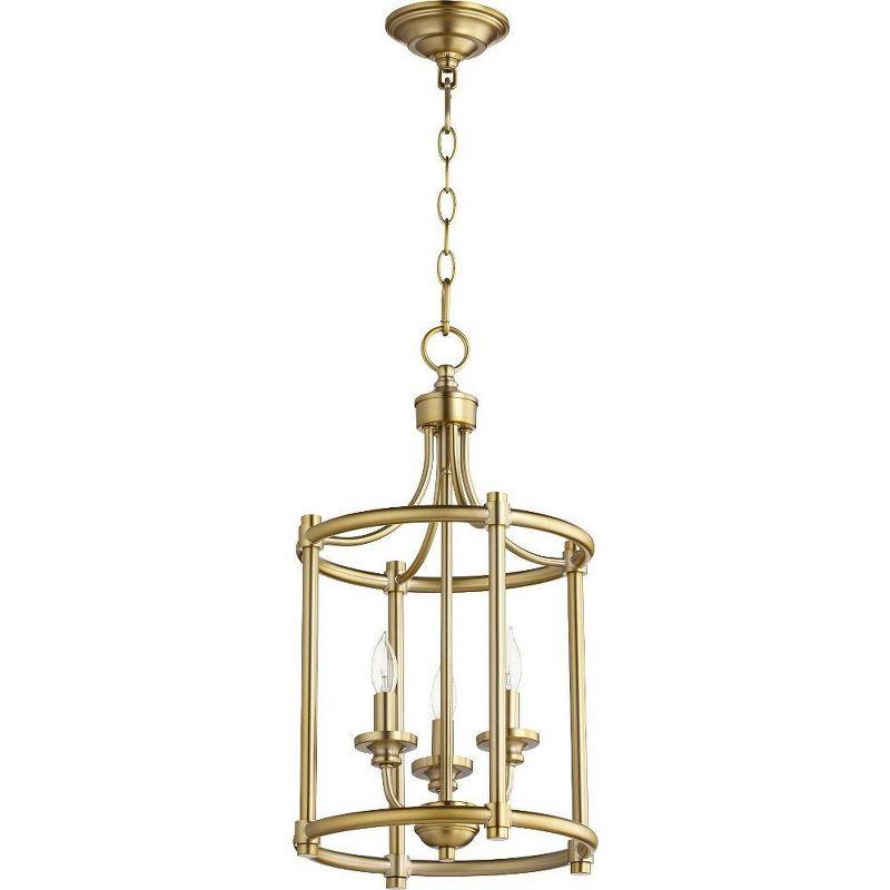 Quorum Lighting Rossington 3-Light Entry Pendant, Aged Brass, 12W x 21.5H, Dry Rated