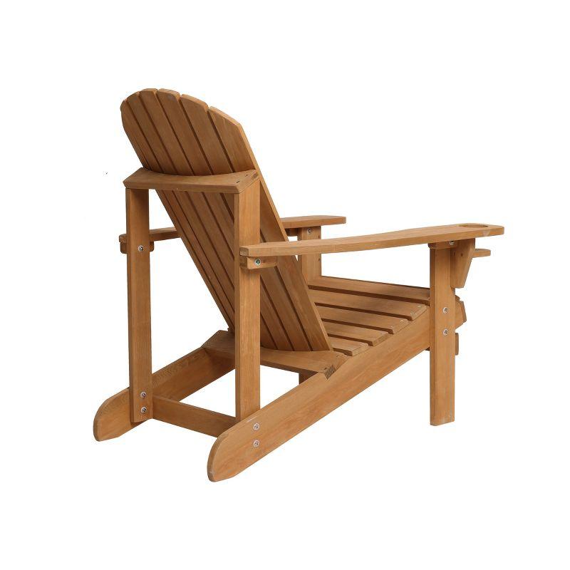 Solid Wood Spacious Adirondack Chair with Cup Holder