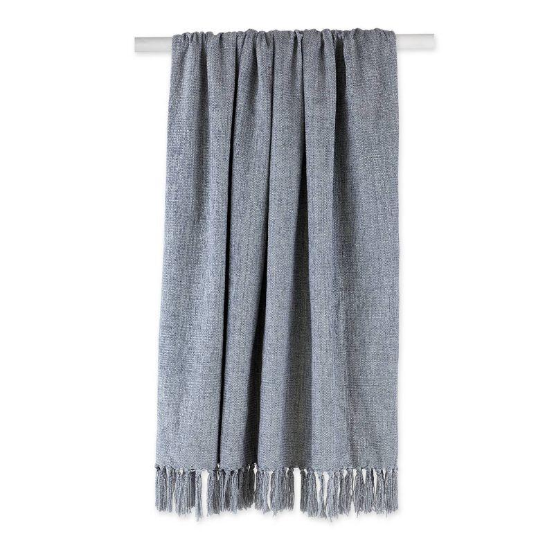 Cozy Denim Blue 50"x60" Chenille Knitted Throw